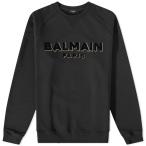 バルマン (Balmain) メンズ スウェット・トレーナー トップス Flock &Amp; Foil Paris Logo Crew Sweat (Black/Gold)