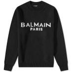 バルマン (Balmain) メンズ ニット・セーター トップス Merino Logo Crew Knit (Black/White)