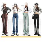 デニムブーツカットパンツ レディース ジーンズ デニムパンツ デニム 美脚 脚長 ヴィンテージ風 ボトム ブーツカットパンツ パンツ 春秋
