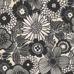 FUWARI 染布 綿麻キャンバス ノルディック フラワー 生成地 7色 1m単位 生地 布 布地 モノトーン 北欧 北欧風 花 花柄 キャンバス 綿麻 リネン コットン