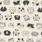 オックス キャット フェイス 生成地 3色 1m単位 生地 布 布地 ねこ柄 猫 猫柄 猫柄生地 レトロ アニマル