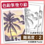 [ цветные карандаши открытка пейзаж покрытие .] cocos nucifera. дерево .. выгорание 