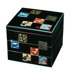 和食器 三段重箱 お重 ３段重箱 紀州漆器 ７寸 黒内朱塗り 市松 友禅 紀州塗り ギフト