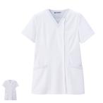 医療 ナース 看護 白衣 ユニフォーム レディース 女性 白 シンプル 吸汗速乾 ストレッチ ホワイトリリー スクラブジャケット(オープン)