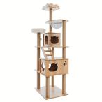キャットタワー 木製 据え置き ハイタイプ ハンモック付き 爪とぎ 猫 タワー 猫タワー 大型 多頭飼い きのぼりアスレチックタワー 1441106002