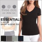 スリードッツ Tシャツ Vネック レディース Very掲載 three dots 半袖 定番 ベーシックTシャツ アミー カットソー トップス Amy 白 無地