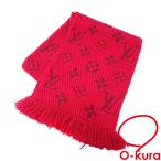 ルイ・ヴィトン マフラー エシャルプ ロゴマニア レディース レッド 赤 ウール他 フリンジ 413287 古着 アパレル 中古