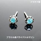【送料無料】プラチナ製パライバトルマリンデザインピアス■4546