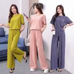 部屋着 トップス スウェット 夏 セットアップ 上下セット ルームウェア tシャツ パンツ レディース 半袖 春 スウェット ジャージ ゆったり