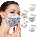 マスク 不織布 50枚 花柄マスク ランダム 使い捨て きれいめ  高品質 黒 3層構造 蒸れない  母の日 無地 花粉対策 飛沫防止 小顔効果 可愛い 不織布マスク カ