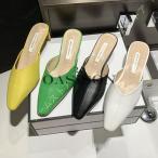 バブーシュサンダル レディース 歩きやすい スクエアトゥ ミュールサンダル 美脚 スリッパシューズ ローヒール パンプス 歩きやすい 4センチ Vカット 夏