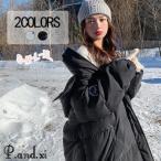 ロングコート レディース ダウンコート アウター 暖かい コート カジュアル 厚手 スダウンジャケット 中綿 ベンチコート 体型カバー フード付き ハイネック 防寒