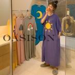  неглиже пижама женский лето короткий рукав симпатичный часть магазин надеты спальная одежда длинный длина длинный длина футболка One-piece стиль красивый . одежда для дома свободно погода рисунок 5 цвет 