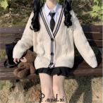  кардиган school кардиган вязаный кардиган V шея tops длинный рукав всесезонный JK форма матроска вязаный свитер передний открытие .. способ 