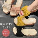 サンダル レディース ミュール 厚底 サマーサンダル 蝶結び リボンサンダル ウエッジソール カジュアル 履きやすい おしゃれ きれいめ アウトドア