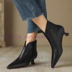 秋冬ブーツ レディース ポインテッドトゥ アンクルブーツ 冬用ブーツ ブーティ 痛くない ブーツ ビジネス ショートブーツ 走れる 黒色 クッション 美脚ブーツ