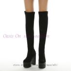 ハイヒール ニーハイブーツ 厚底 ロングブーツ 大きいサイズ 秋冬用 ストレッチブーツ レディース スリッポン 大きいサイズ ローヒール ニーハイブーツ