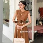 コンビネゾン サロペット オールインワン レディース 春夏 ノースリーブ ワイドパンツ 無地 スリット つなぎ おしゃれ パンツドレス フォーマル オフィス 仕事