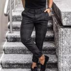  обтягивающий брюки красивый . в клетку узкие брюки стрейч длинные брюки низ мужская мода 