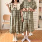  короткий рукав часть магазин надеты неглиже пара look пижама верх и низ в комплекте салон одежда One-piece лето cup ru пижама хлопок передний открытие шорты женский мужской 