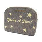 中古 美品 MICHAELKORSマイケルコース PVC ポーチ ブラウン ペールゴールド