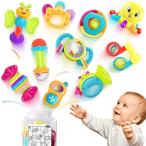 iPlay, iLearn 赤ちゃん用 ガラガラ、歯固め、シェーカー、掴んで回すラトル、音の出るおもちゃ10点セット、幼少教育玩具 3、6、 9、 1