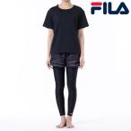 レディース タンニキ4点セット 半袖Tシャツ タンクトップ ショートパンツ レギンス 水陸両用水泳 ヨガ FILA フィラ 319232 ブラック 春夏クリアランスセール