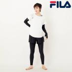 レディース セット水着 半袖Tシャツ タンクトップ レギンス カップ付  UVカット ヨガウェア スポーツ FILA フィラ 319290 ホワイト 春夏クリアランスセール