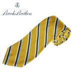  Brooks Brothers галстук BROOKS BROTHERS Makers and Merchants шелк полоса America производства Англия тканый желтое золото голубой темно-синий 