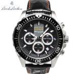 ブルックスブラザーズ 腕時計 BROOKS BROTHERS クロノグラフ クオーツ式 ウォッチ 本革 レザーベルト 時計 ブラック 黒【送料無料】