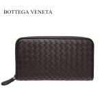  Bottega Veneta длинный кошелек BOTTEGA VENETA раунд застежка-молния кошелек сетка натуральная кожа темно-коричневый 