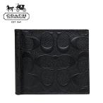  Coach мужской кошелек COACH MENS натуральная кожа зажим для денег type вдавлено . signature чёрный черный 