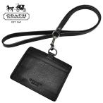  Coach ID кейс COACH чехол для проездного билета чехол для пропуска ремешок на шею натуральная кожа чёрный черный [F63629 BLK][ кожа Ran ярд ID кейс ][ outlet ]