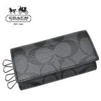  Coach мужской чехол для ключей COACH MENS F64005 signature натуральная кожа 4 полосный чехол для ключей уголь чёрный черный [ outlet ]