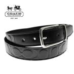  Coach мужской ремень COACH MENS F66125 signature en Boss do кожаный ремень type вдавлено . двусторонний чёрный черный [ outlet ][ бесплатная доставка ]