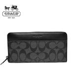  Coach мужской длинный кошелек COACH MENS signature раунд застежка-молния бумажник натуральная кожа для мужчин и женщин [F75000 CQ/BK][ outlet ][ бесплатная доставка ]