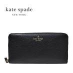 Kate Spade длинный кошелек Kate Spade раунд застежка-молния бумажник натуральная кожа чёрный черный [PWRU4938][ бесплатная доставка ]