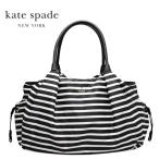  Kate Spade "мамина сумка" KATE SPADE большая сумка нейлон кожа ручная сумочка чёрный черный полоса [PXRU6134][ бесплатная доставка ]