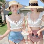ビキニ2点セット レディース 体型カバー水着 セパレート ショットパンツ ビキニ 小胸バンドゥ 40代 オシャレ韓国風 可愛い`スポーツ スイムウェア ママ水着 学生