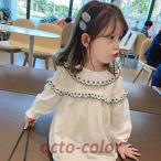 ショッピング韓国子供服 ブラウス キッズ 長袖 韓国子供服 女の子 トップス シャツ フリル 春服 子供服 Tシャツ 普段着 ベビー服 カジュアル 可愛い おしゃれ お出かけ 通学着 新品 90