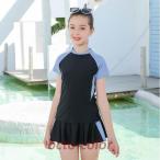 2点セット キッズ女の子 水着 スクール水着 セパレート トップス ショートパンツ付きスカート スポーツウエア 子供 水着 スイムウェア レデイーズ 水着 ジュニア