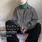 ギンガムチェックシャツ シャツコート メンズ 長袖 オーバーサイズ ビッグシルエット おしゃれ ブランド ストリート系 韓国ファッション 韓国服
