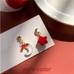Yahoo! Yahoo!ショッピング(ヤフー ショッピング)S925シルバー レディース ピアス アシンメトリーデザインピアス イベントピアス ベルベット クリスマスピアス 2021 新作 デザインピアス