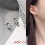 Yahoo! Yahoo!ショッピング(ヤフー ショッピング)S925シルバー レディース ピアス デザインキャッチ 韓国 シンプルダブルライン　2021 新作 スモールピアス