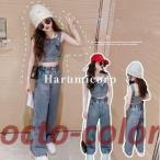 子供服 女の子 夏服 セットアップ キッズ キャミソール デニムパンツ ロングパンツ 長ズボン 韓国子供服 パンツセット トップス ボトムス こども服 ジュニア