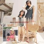 キッズ水着 子供水着 親子水着 女の子 ワンピース 夏 海辺 日焼け防止 無地 フレア 体型カバー UVカット 海水浴 潜水 韓国風 可愛い ビーチ 温泉 小学生 2色