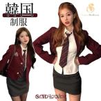 韓国 制服 ブレザー ワインレッド タイトスカート 灰色 卒業式 スーツ レディース なんちゃって制服 セット 女子高生 入学式 卒業式 発表会 女子高生 中学生 高