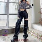 パンツ レディース ダンス衣装 ヒップホップ ブラック 黒 革 レザー ズボン かっこいい  無地 原宿系 奇抜 派手 個性的 HIPHOP 舞台衣装  原宿系 無