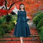 レトロワンピース ロリータ 学園風 長袖 ロング丈 ロングワンピ ミモレ 制服 女子高生 JK学生服 通学 大人 通勤 普段着 lolita 衣装 復古風ワンピース