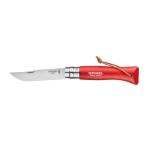 Opinel(オピネル) ステンレススチール皮紐付#8Colorama/レッド 41432  フォールディングナイフ ナイフ マルチツール フィッシングナイフ